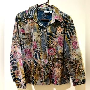Chicos jacket, like new, barely used, beautiful, elegant, fun textures & colors